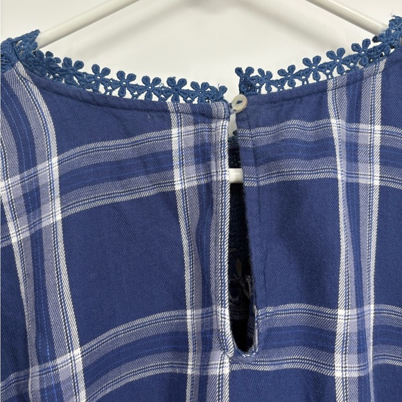 Free People Darling Diana Blue Printed Lace-Trim Top - Picture 8 of 12